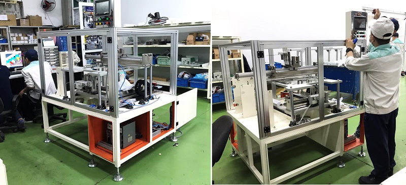 Hình ảnh máy cắt bản mạch phiên bản 2020 đang được các nhân viên CNC-VINA lắp ráp hoàn thiện phần cơ khí