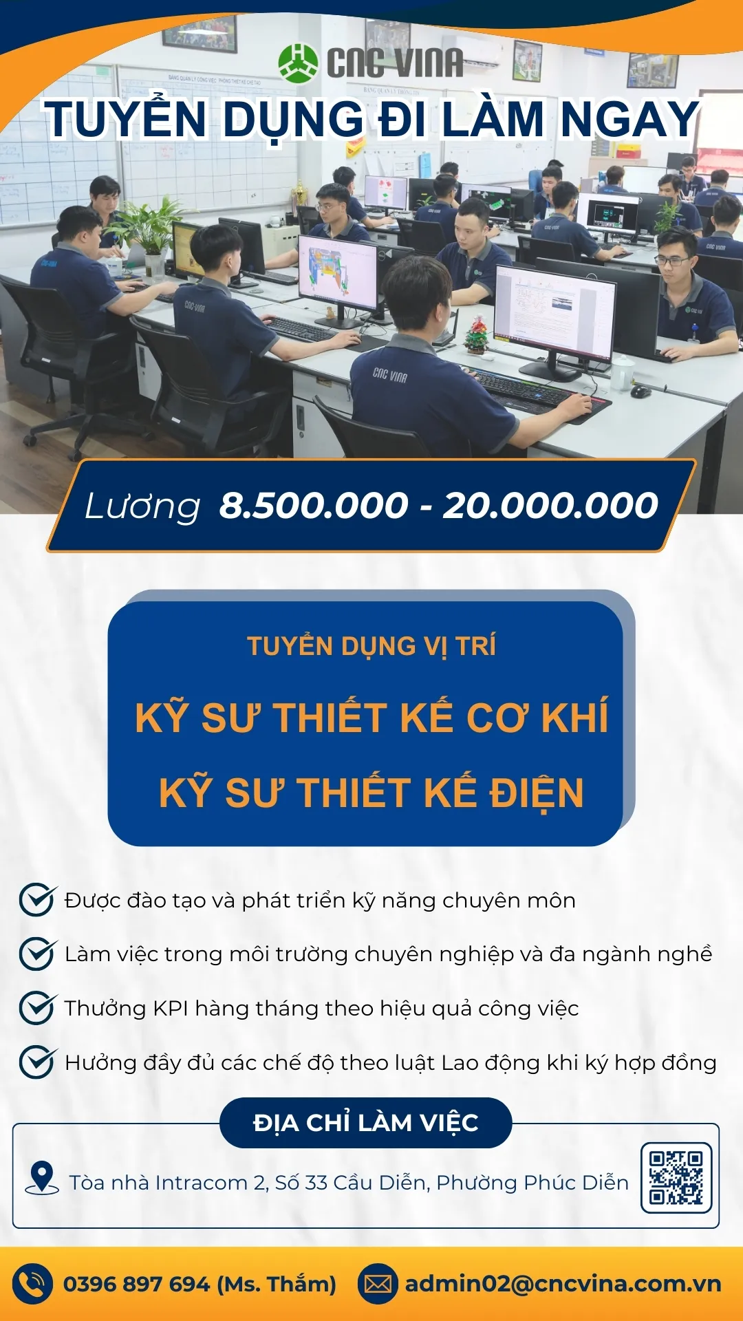 CNC VINA tuyển dụng nhiều vị trí kỹ sư