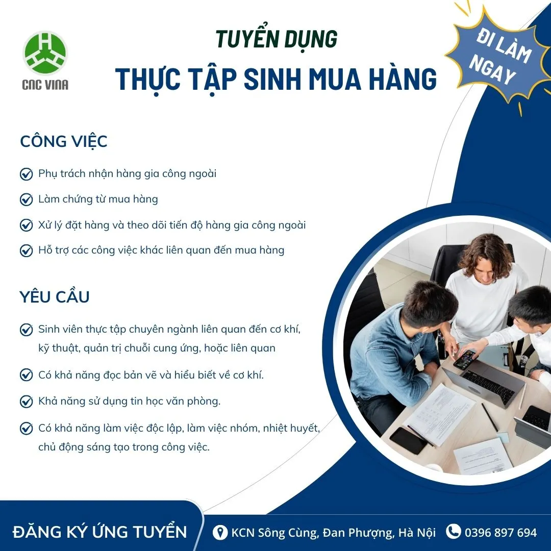 CNC VINA tuyển dụng thực tập sinh mua hàng cnc vina tuyen dung thuc tap sinh mua hang