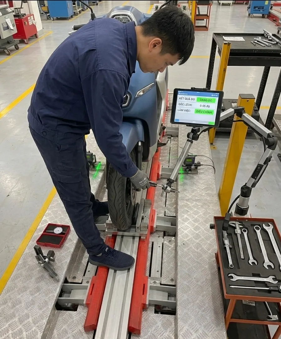 Thiết bị test trùng vết xe máy điện có vai trò như thế nào trong dây chuyền sản xuất xe máy điện?